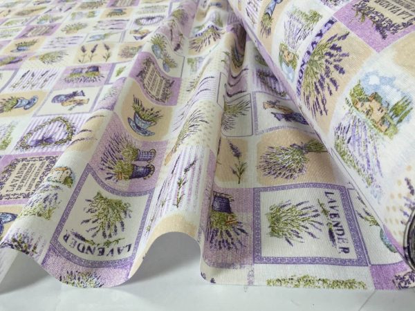 French Lavender Print Cotton Fabric Lilac Floral Curtains Upholstery - 140cm Wide
