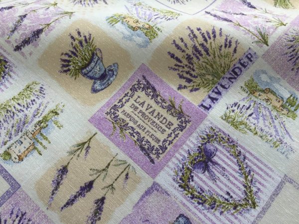 French Lavender Print Cotton Fabric Lilac Floral Curtains Upholstery - 140cm Wide
