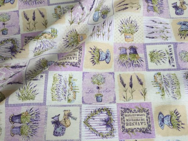 French Lavender Print Cotton Fabric Lilac Floral Curtains Upholstery - 140cm Wide