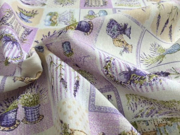 French Lavender Print Cotton Fabric Lilac Floral Curtains Upholstery - 140cm Wide
