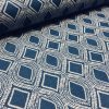 Art Deco Damask Floral Fabric Navy Blue Curtain Upholstery Linen look  - 140cm Wide