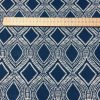 Art Deco Damask Floral Fabric Navy Blue Curtain Upholstery Linen look  - 140cm Wide