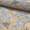 Japanese Sakura Blossom Cherry Floral Twill Curtain Fabric Oriental Furnishing Material - 110'' extra wide textile - Mustard, Blue