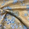 Japanese Sakura Blossom Cherry Floral Twill Curtain Fabric Oriental Furnishing Material - 55'' wide textile - Mustard, Blue