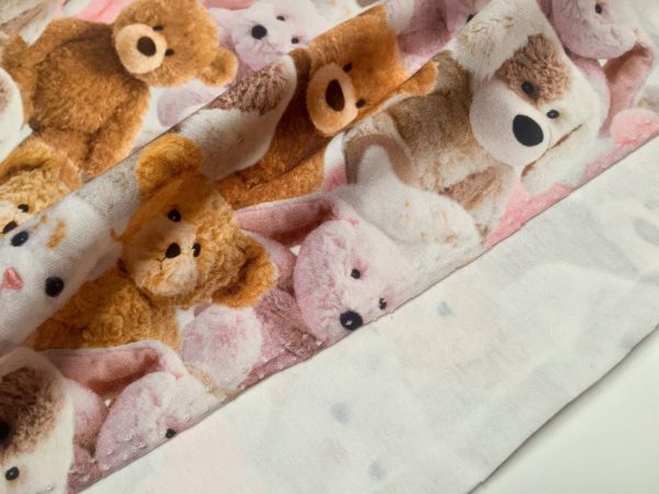 Sweet TEDDY BEAR Fabric plush toys cats bears dogs - Stretch Cotton Jersey Material for kids - 160cm wide Pink