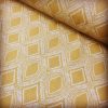 Art Deco Damask Rhombus Diamond Print Fabric Floral Cotton Material for Curtains Upholstery Home Decor - 140cm wide - Ocre Mustard Cream