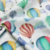 White Hot Air Balloon Print Fabric Cotton Material for Dress Making Curtains Upholstery Home Decor - 280cm EXTRA WIDE