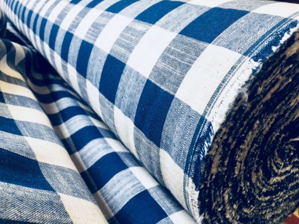 Gingham Linen Checked Linen Fabric Plaid Material Buffalo Check Cotton Yarn -140cm wide- Black, Royal Blue, Duck Blue, Red