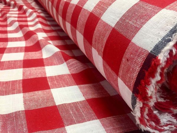 Gingham Linen Checked Linen Fabric Plaid Material Buffalo Check Cotton Yarn -140cm wide- Black, Royal Blue, Duck Blue, Red