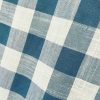 Gingham Linen Checked Linen Fabric Plaid Material Buffalo Check Cotton Yarn -140cm wide- Duck Blue & White