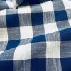 Gingham Linen Checked Linen Fabric Plaid Material Buffalo Check Cotton Yarn -140cm wide- Royal Blue & White