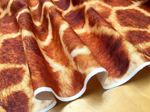 Giraffe Fabric Digital Animal Print Cotton Material - curtains, decor, dress, furnishing - Brown, Bronze & Cream Squares -55''/140cm wide