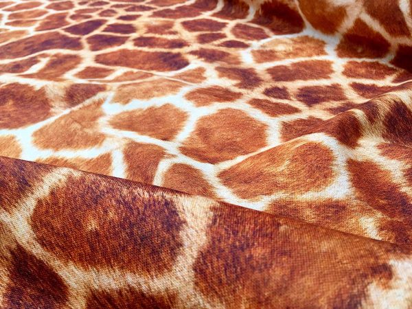 Giraffe Fabric Digital Animal Print Cotton Material - curtains, decor, dress, furnishing - Brown, Bronze & Cream Squares -55''/140cm wide