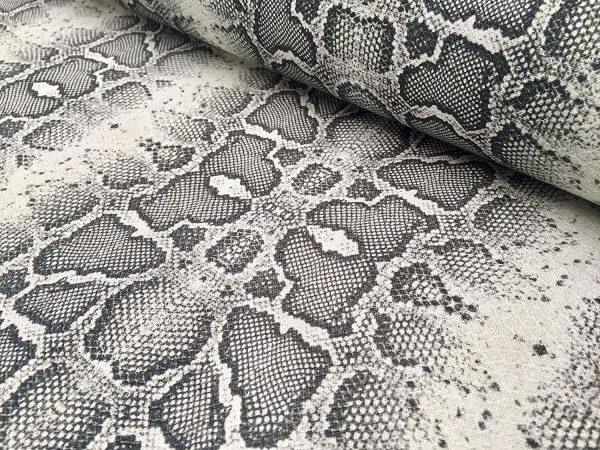 GREY Snake Skin Fabric Snakeskin Animal Print Cotton Material DIGITAL - curtains, decor, dress, furnishing - 110"/280cm extra wide