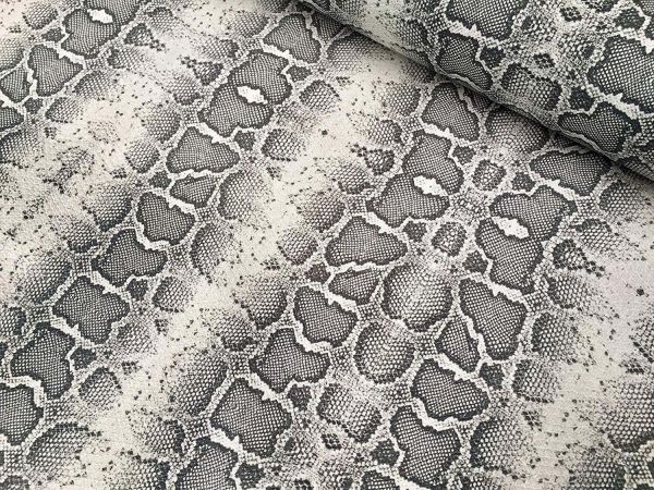 GREY Snake Skin Fabric Snakeskin Animal Print Cotton Material DIGITAL - curtains, decor, dress, furnishing - 110"/280cm extra wide