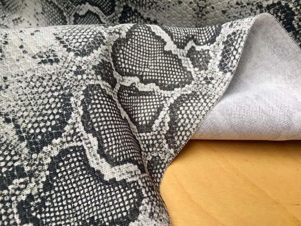 GREY Snake Skin Fabric Snakeskin Animal Print Cotton Material DIGITAL - curtains, decor, dress, furnishing - 110"/280cm extra wide