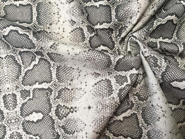 GREY Snake Skin Fabric Snakeskin Animal Print Cotton Material DIGITAL - curtains, decor, dress, furnishing - 110"/280cm extra wide