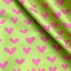 HEART Print 100% Cotton Poplin Fabric Material Lightweight Cloth Dress, Bedding, Curtains - 280cm (110") wide - Lime, Blue & Pink Hearts