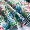 Pink Flamingo Bird Floral Fabric & Tropical Palm Leaf Garden Print Material - Curtains, Furnishing,Dress Making, Home Decor 280cm extra wide