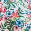 Pink Flamingo Bird Floral Fabric & Tropical Palm Leaf Garden Print Material - Curtains, Furnishing,Dress Making, Home Decor 280cm extra wide