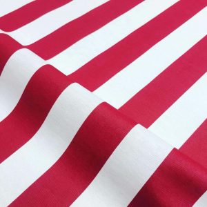 Teflon Waterproof Outdoor Fabric for cushion, gazebo, beach - 140cm wide, sold by metre -RED & White Stripe Material Stripes