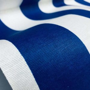Teflon Waterproof Outdoor Fabric for cushion, gazebo, beach - 140cm wide, sold by metre - ROYAL BLUE & White Stripe Material Stripes