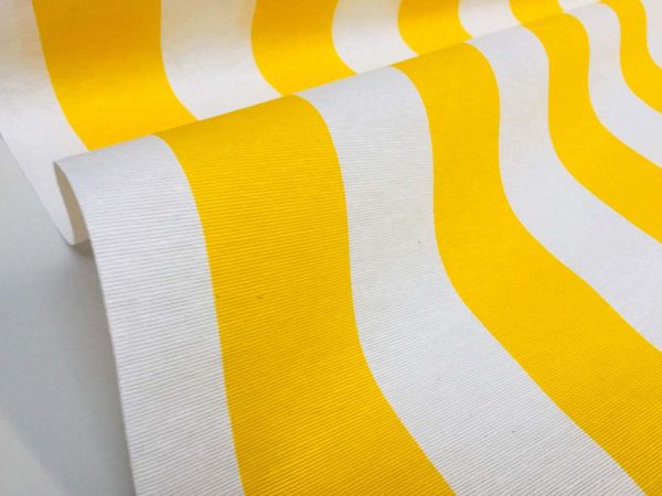 Teflon Waterproof Outdoor Fabric for cushion, gazebo, beach - 140cm wide, sold by metre - YELLOW & White Stripe Material Stripes