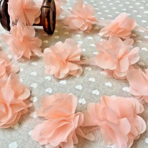 1 Yard Chiffon Leaves Trim - Decorative Lace Fabric For Wedding Dresses & DIY Crafts