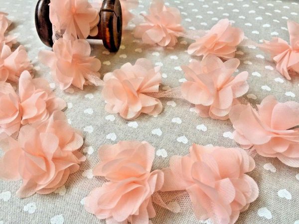 Flower Rose Petals Chiffon Leaves Trim Wedding Dress Bridal Lace Fabric - sold by the yard
