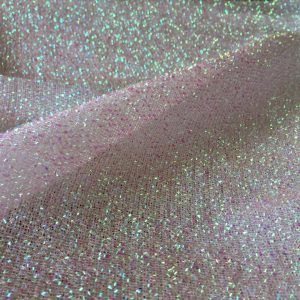 Lurex Metallic Tinsel Fabric Material Stretch - 59"/150cm Wide - Sparkling Metallic Shimmer Color - Iridescent Pink