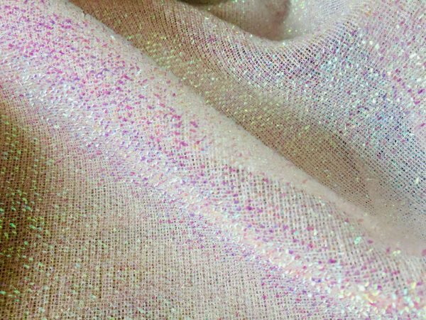 Lurex Metallic Tinsel Fabric Material Stretch - 59"/150cm Wide - Sparkling Metallic Shimmer Color - Iridescent Pink