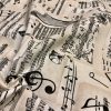 Violin & Music Notes Fabric for Curtains Upholstery cotton material - 110"/280cm extra wide - Black and Cream musical note print canvas