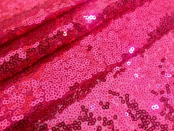 3mm Mini sequins Fabric material, 1 way stretch /130cm wide / SPARKLING Raspberry Pink Fuschia SEQUINS
