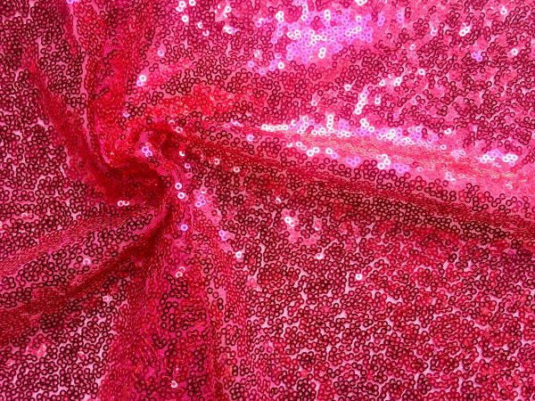 3mm Mini sequins Fabric material, 1 way stretch /130cm wide / SPARKLING Raspberry Pink Fuschia SEQUINS