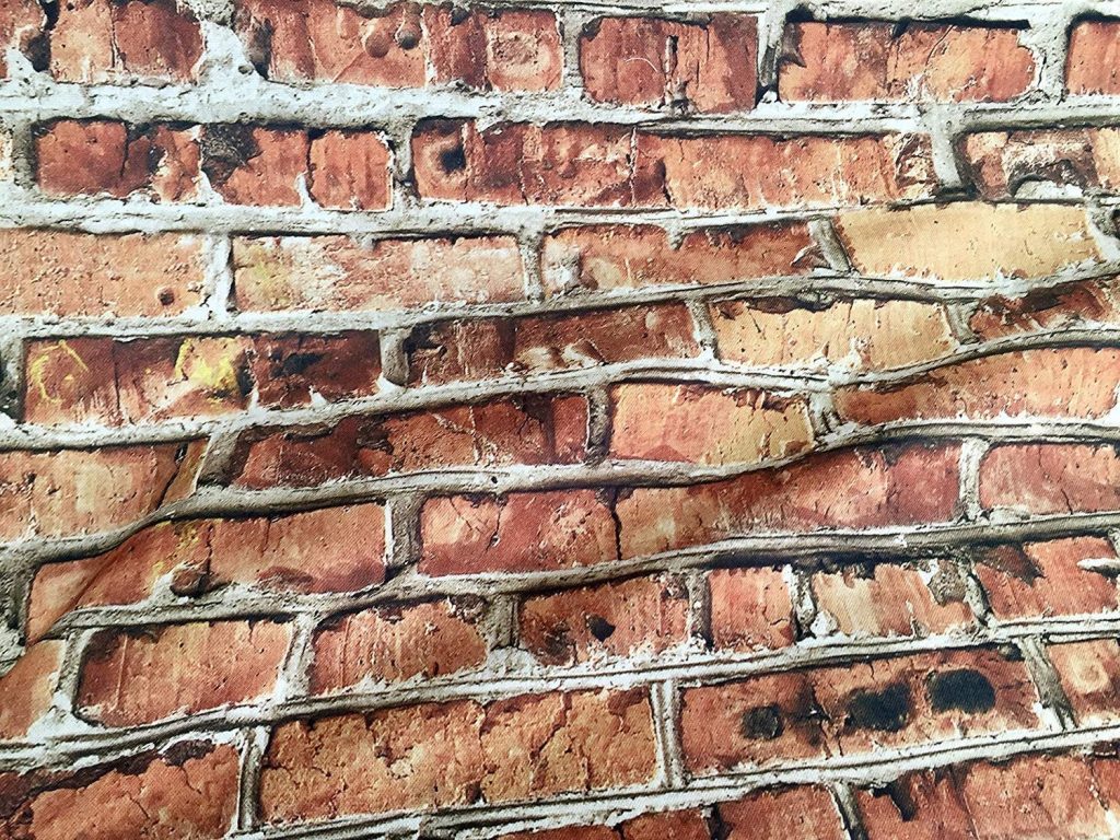 DIGI BRICK WALL Effect Cotton Fabric - Red Bricks Stone Wall Print ...