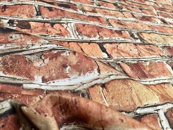 BRICK WALL Effect Cotton Fabric - Red Bricks Stone Wall Print Cloth Material - Harry Potter 9 3/4 Platform Curtains Backdrop - 140cm wide