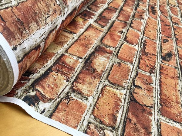 BRICK WALL Effect Cotton Fabric - Red Bricks Stone Wall Print Cloth Material - Harry Potter 9 3/4 Platform Curtains Backdrop - 140cm wide