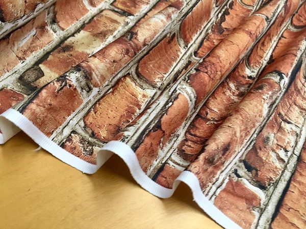 BRICK WALL Effect Cotton Fabric - Red Bricks Stone Wall Print Cloth Material - Harry Potter 9 3/4 Platform Curtains Backdrop - 140cm wide