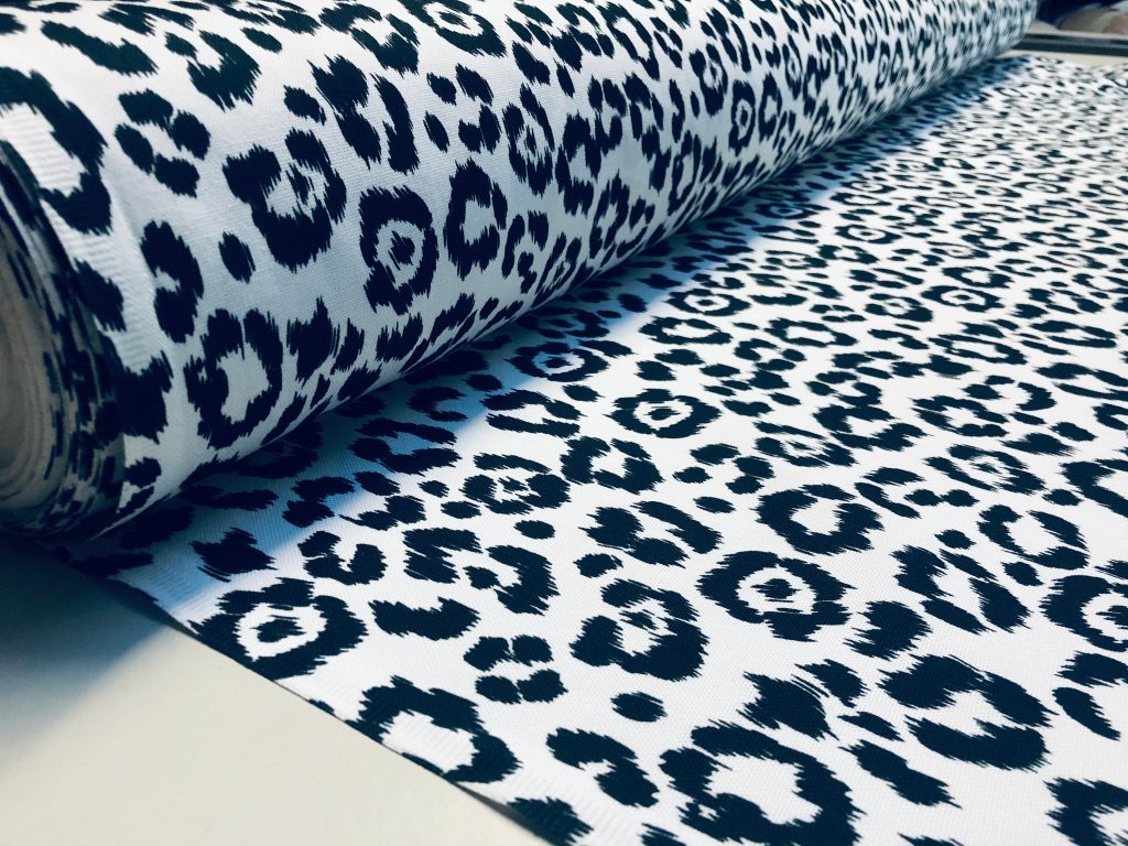 Black & White Leopard Print Cotton Fabric for Curtains Upholstery Home ...