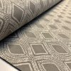 Art Deco Damask Rhombus Diamond Print Fabric Floral Cotton Material for Curtains Upholstery Home Decor – 140cm wide – Taupe Grey Cream