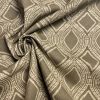 Art Deco Damask Rhombus Diamond Print Fabric Floral Cotton Material for Curtains Upholstery Home Decor – 140cm wide – Taupe Grey Cream