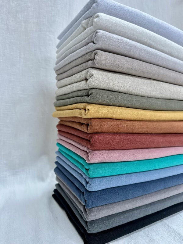 Navy Blue Stone Washed Pure Plain Linen Fabric Material - 100% Linens Home Decor Bedding Clothes Curtains - 55" 140cm Wide - Image 4