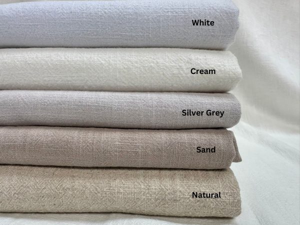 White Stone Washed Pure Plain Linen Fabric Material - 100% Linens Home Decor Bedding Clothes Curtains - 55" 140cm Wide - Image 3