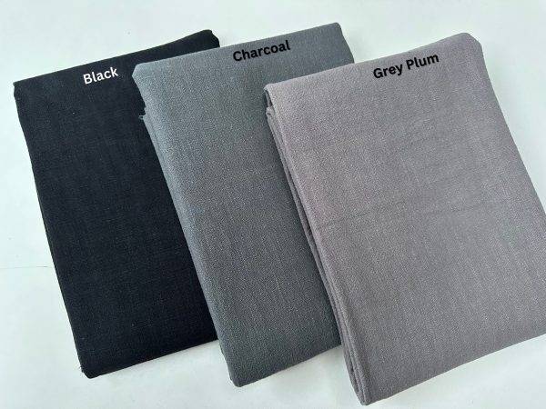 Black Stone Washed Pure Plain Linen Fabric Material - 100% Linens Home Decor Bedding Clothes Curtains - 55" 140cm Wide - Image 3