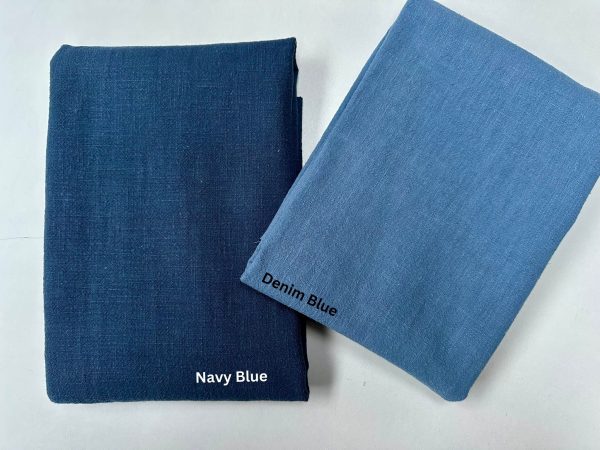 Navy Blue Stone Washed Pure Plain Linen Fabric Material - 100% Linens Home Decor Bedding Clothes Curtains - 55" 140cm Wide - Image 3