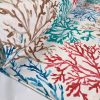 Blue Coral Reef Fabric Curtain Upholstery Cotton Material Sea Teal, Brown, Red Corals -280cm or 110" Extra Wide