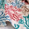 Blue Coral Reef Fabric Curtain Upholstery Cotton Material Sea Teal, Brown, Red Corals -280cm or 110" Extra Wide