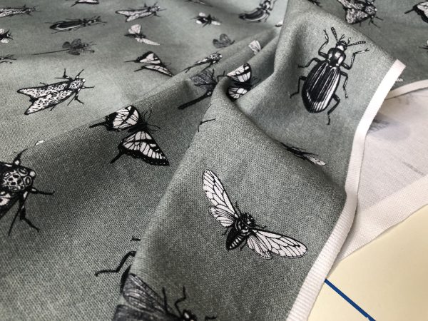 Grey Bugs & Insects Fabric for Curtains Upholstery Dressmaking - Bee, Moth, Butterfly, Dragonfly Print Cotton Material - 55"/140cm wide - Image 8