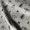Grey Insects Fabric for Curtains Upholstery Dressmaking – Bee, Moth, Butterfly, Dragonfly Print Cotton Material – 55"/140cm wide