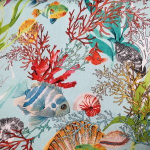 Aqua Sea World Coral Reef Fabric Curtain Upholstery Cotton Material ...